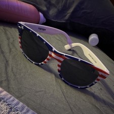 Igoes Women's Cat Eye Stars & Stripes Multicolor Frame Black Tinted Lenses