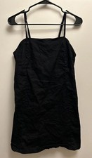 Athleta Paradise Cami Mini Dress Black Linen Blend Pockets Women Small Party Y2K