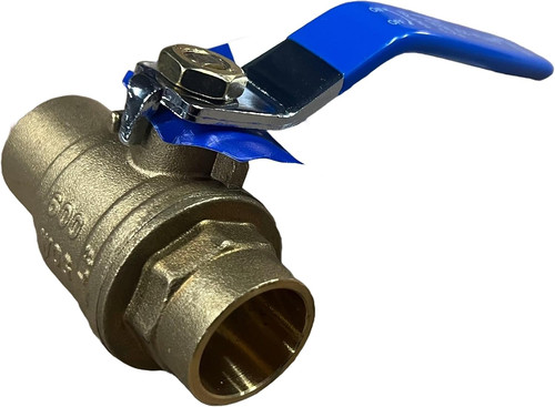 1/2 Inch Sweat Solder Ball Valve Full Port Forged Brass Shut Off Blue Handle