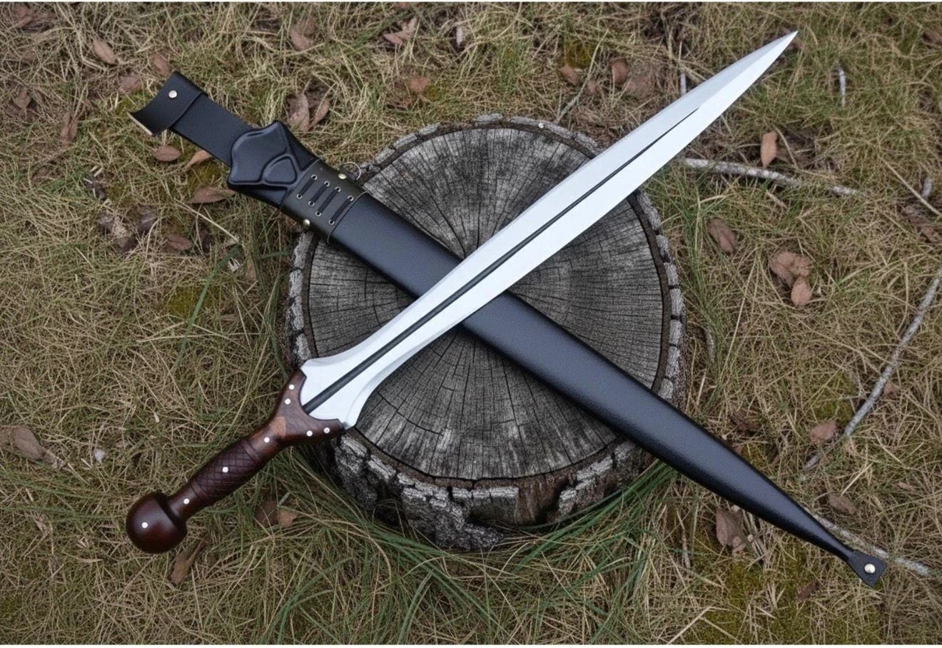 Handmade Carbon Steel Blade Bronze Age Viking Sword |Hunting Sword Camping