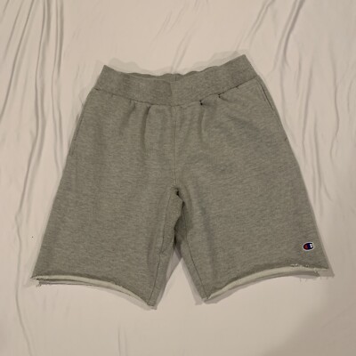 VTG Champion Men's Shorts Reverse Weave Grey Cut Off Fleece Sweat Shorts Sz  L
