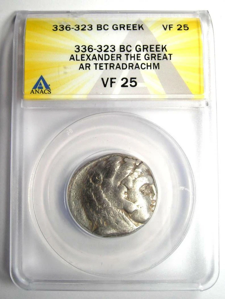 Alexander the Great III AR Tetradrachm Silver Coin 336-323 BC - ANACS VF25 - Image 2 of 4