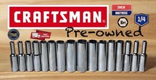 Euc Craftsman 16 Piece 14 Drive 6 Point Sae Mm Deep Socket Set