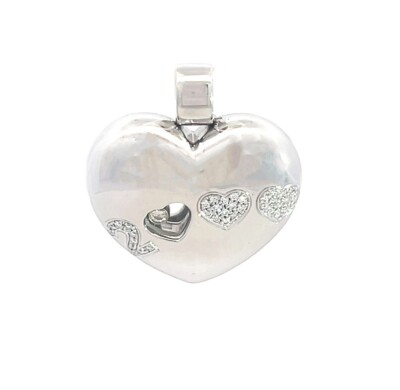 Chopard Happy Diamonds Heart Pendant ''2000'' 18k White Gold Puffed Style