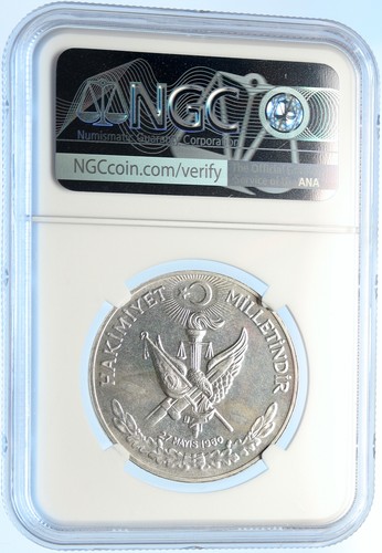 1960 Turkey 27 May REVOLUTION Silver 10 L Coin Mustafa Kemal Atatürk NGC i98400 - Picture 4 of 7