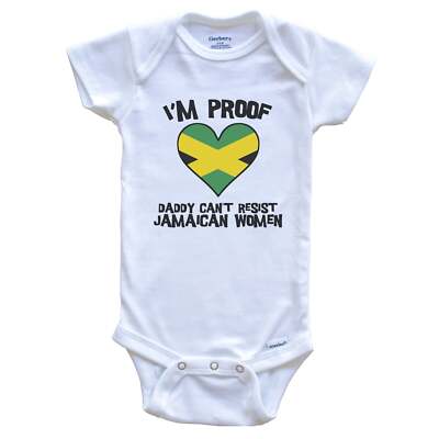 I'm Proof Daddy Can't Resist Jamaican Women Funny Jamaica Flag Baby Bodysuit