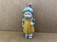 Vintage BISQUE Frozen Charlotte Penny Doll Japan FLAPPER GIRL Hat Feather 51
