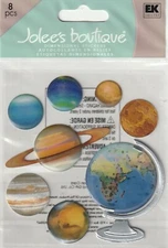 Jolee's Boutique 3D Stickers THE GLOBE AND PLANETS Theme 81359 Fast FREE Ship!