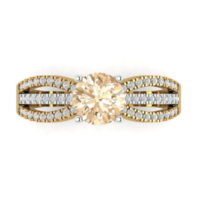 1.25 ct Round Cut Natural Morganite Promise Bridal Wedding Ring 14k 2 tone Gold