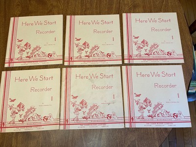 Vintage Here We Start Recorder books for handwriting instruct-set of 6 new '57