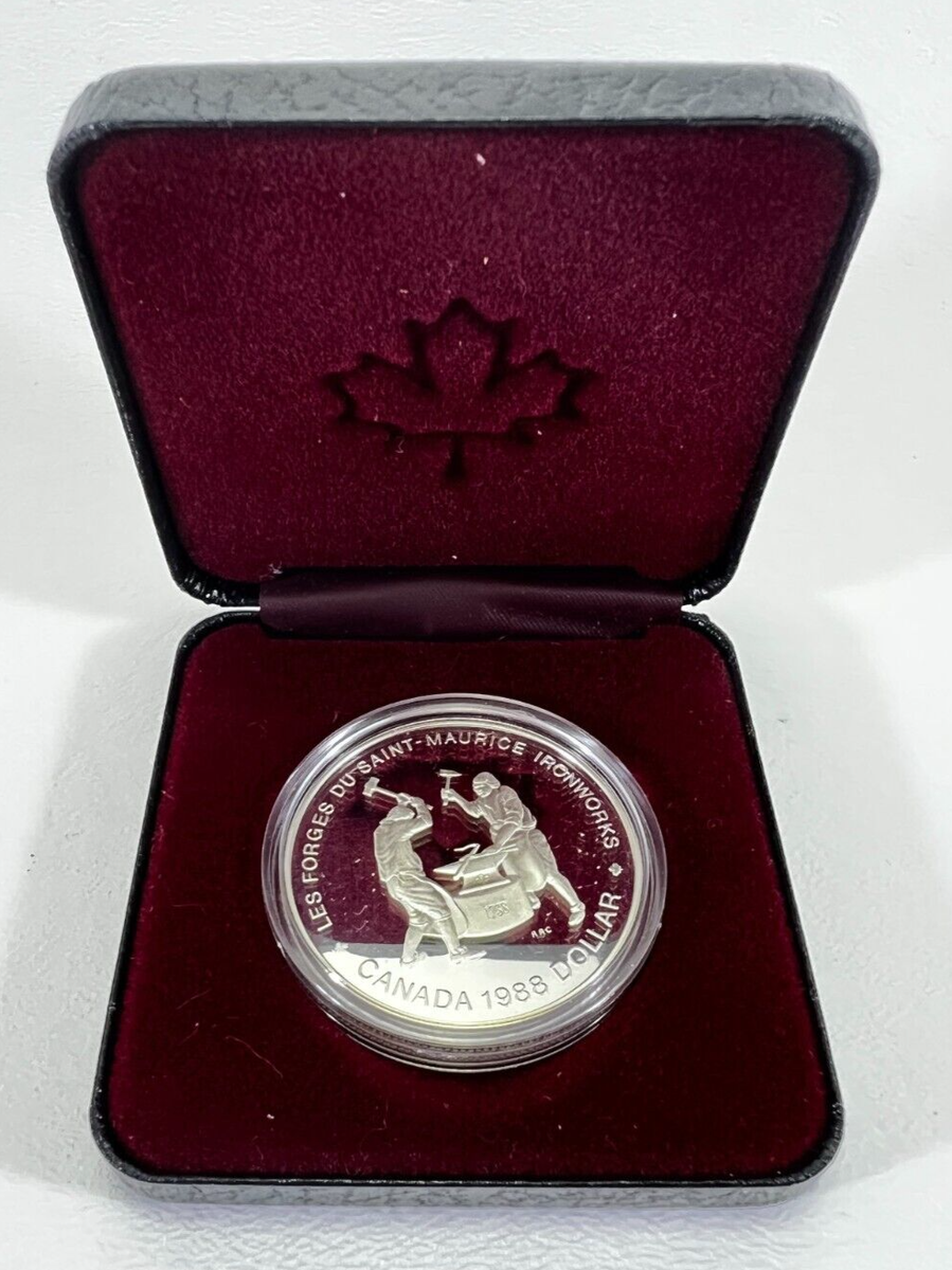 PCGS-PR68 　1988　カナダ　サンモーリス製鉄所創設250周年記念銀貨 1988 Canada Proof Silver Dollar: 250th Anniversary of Saint