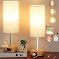 Aooshine Bedside Lamps Set of 2 Touch Table Lamps with USB-C USB-A Charging 3