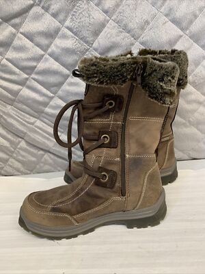 Santana Canada Insulated Brown Zip Up Winter Snow Boots Women's