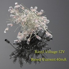 MP03W 100pcs Clear 2.5mm Mini Bulbs 12V 40mA Grain of Wheat Bulbs Warm White