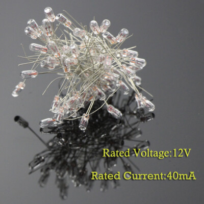 MP03W 100pcs Clear 2.5mm Mini Bulbs 12V 40mA Grain of Wheat Bulbs Warm White