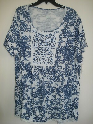 Ladies Knit Floral Top Size XL Assorted Colors  Cotton Laura Scott