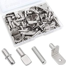 104Pcs Shelf Pins Kit,4 Styles Nickel Plated Shelf Support Pegs 5mm  1/4inch 