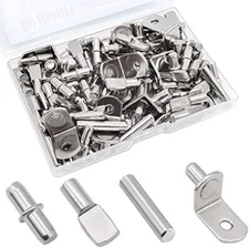 104Pcs Shelf Pins Kit,4 Styles Nickel Plated Shelf Support Pegs( 5mm & 1/4inch )