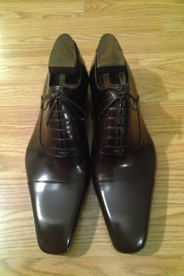 MTO GUCCI TOM FORD MADE TO ORDER  DARK BURGUNDY CORDOVAN MEN OXFORDS 11.5 US
