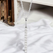 White 1/6 CTW Natural Diamond Vertical Bar 16-18" Necklace