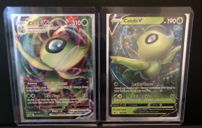 Pokemon Celebi VMAX 008/198 Full Art and Celebs V 007/198 Chilling Reign MINT!