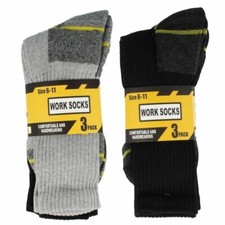 6 Pairs Mens Ultimate Work Boot Socks Size 6-11 Cushion Sole Reinforced Toe