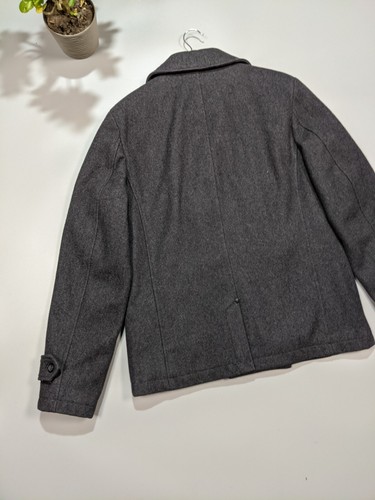 GUESS Men's Vintage Gray Wool Coat With Accent Buttons 2000s Size M - Picture 7 of 9