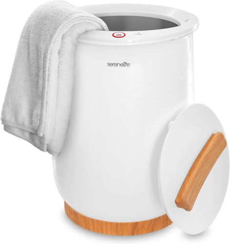 SereneLife Towel Warmer Bucket Style 450W 13in White Large Portable Spa… - Afbeelding 1 van 7
