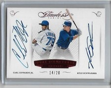 Kyle Schwarber Carl Edwards Jr 2016 Dual Flawless On Card RC Auto /20 Autograph