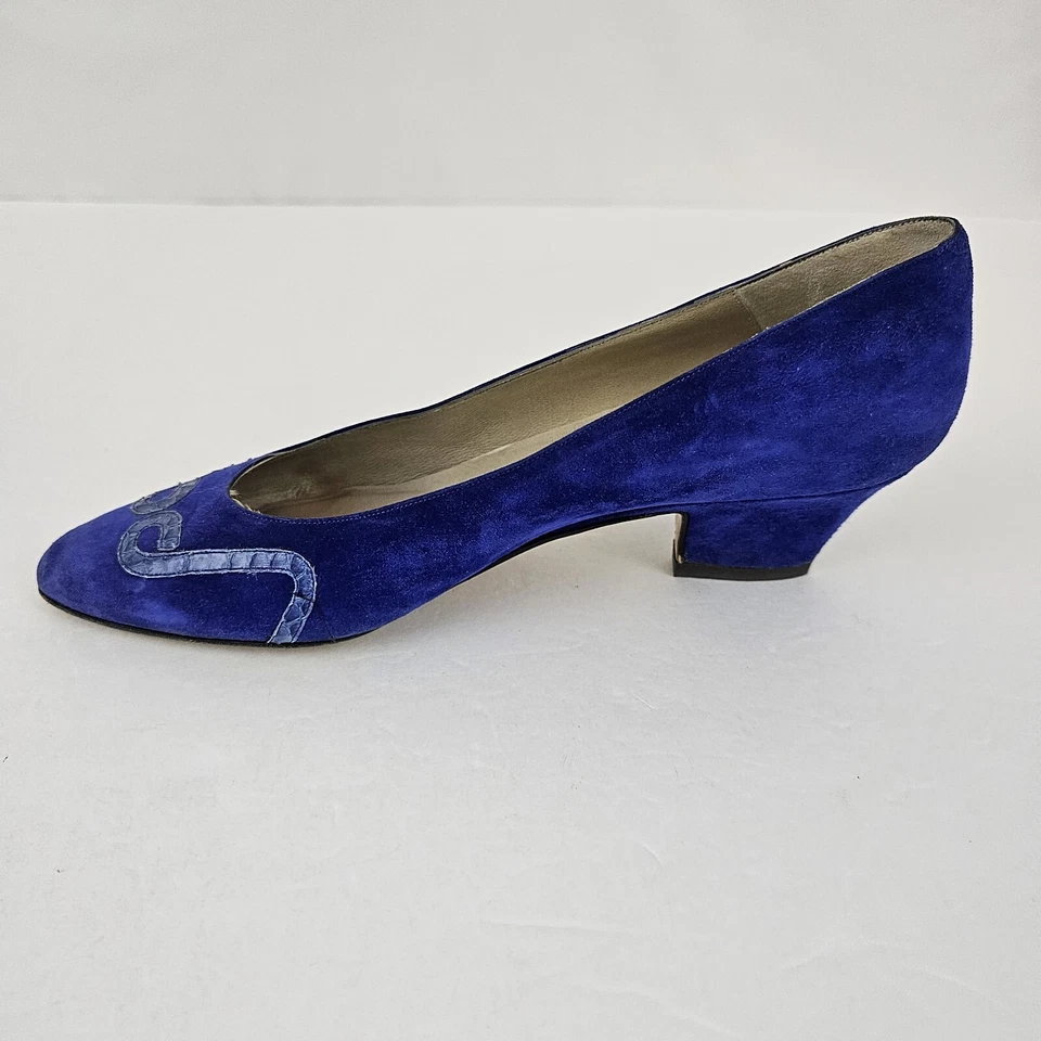 Zapatos de salón Bottega Veneta azul gamuza piel de serpiente detalle 9,5 AA Foto 4 de 4