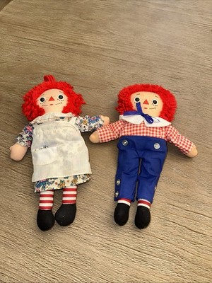 Vintage Raggedy Ann & Andy Doll Set Knickerbocker Softies 12 