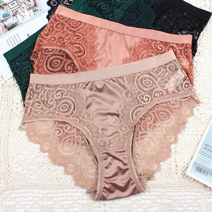 3 Pack Lot Sexy Womens Lace Satin Panties Underwear Brief Bikini French Lingerie - Image 3 of 4