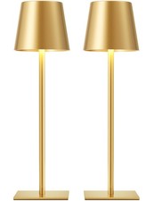 Gold Cordless Rechargeable Table Lamp, 2 Pack Portable Desk Lamp with 5000mAh...