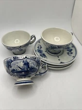 Vintage Hand Painted Delfts Blauw Blue Holland Tea Cup and Saucer Set 3