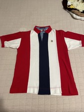 Tommy Hilfiger Size XL Polo Shirt Stripes Red White Blue Y2K 90 s 77806