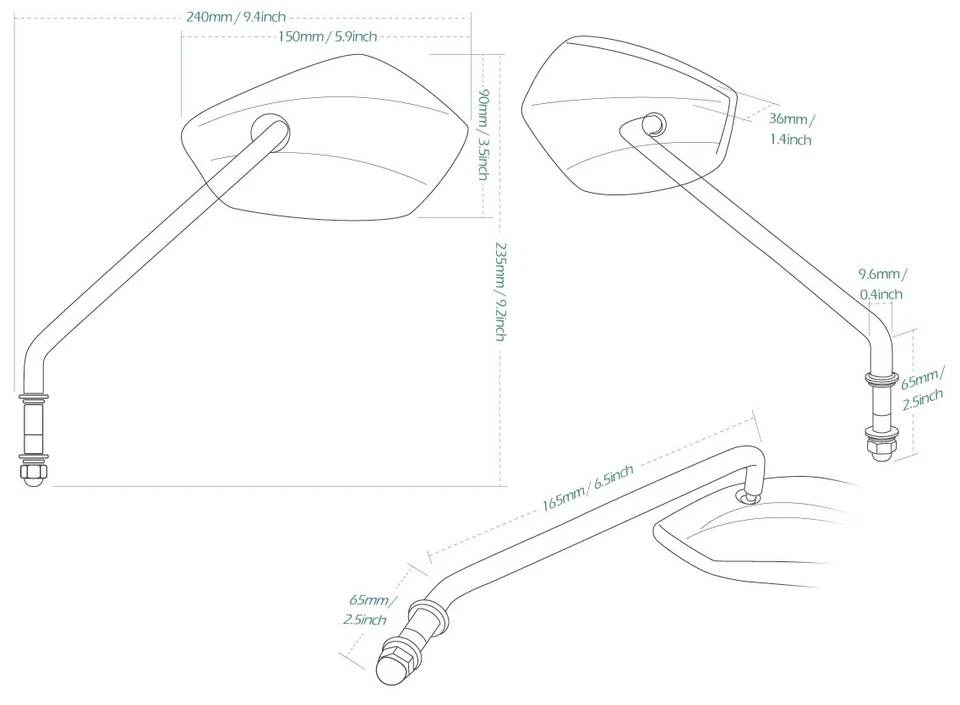 Espejos retrovisores PALM de vástago alto cromados CNC para Harley Electra Glide Classic FLHTC Foto 2 de 4