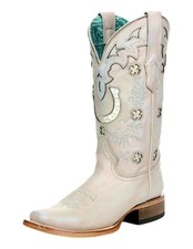 Corral Western Boots Womens Floral Embroidery Horseshoe Bone A5068