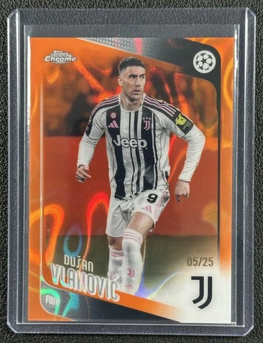 DUSAN VLAHOVIC 2025-26 TOPPS CHROME UCC #175 ORANGE LAVA REFRACTOR 5/25