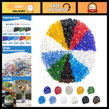 Colorful Sea Glass Stones for Crafts - 10 Colors, 2lb Clear Pebbles for DIY Deco