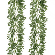 6.2 Ft. Green Artificial Olive Leaf Garland Faux Plant Vine with Lifelike Foliag