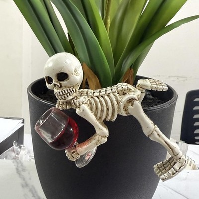 Halloween Skeleton Flowerpot Decoration, Weather Resistant Resin Garden Statu...