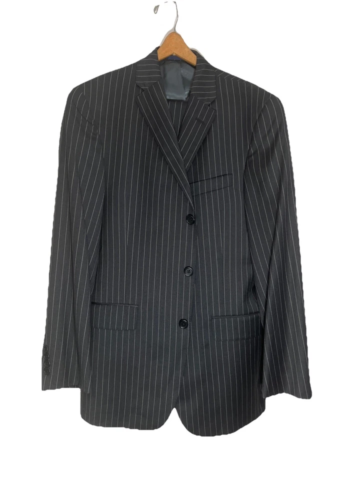 Traje Daniel Cremieux 2 piezas para hombre 39R gris a rayas Loro Piana pantalones de lana 32Wx30L Foto 2 de 4