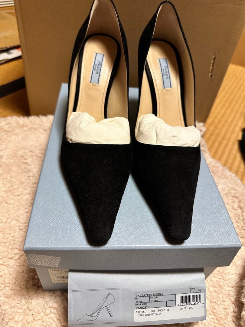 PRADA Women's Pointed Toe Pumps Size:36/JP:25.5 Suede Black 135153K Authentic thumbnail 5