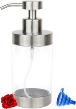 Foaming Soap Dispenser With Clear Bottle 12oz Stainless Steel Hand Pump Dispense