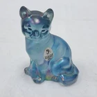 Vintage Fenton Amethyst Iridescent Carnival Glass Cat Kitten Animal Display