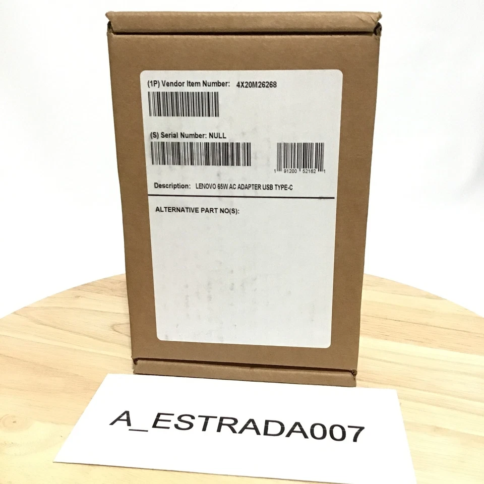 Cargador de computadora portátil Lenovo 65W USB-C genuino adaptador de CA 65W 4X20M268 nuevo en caja Foto 3 de 4
