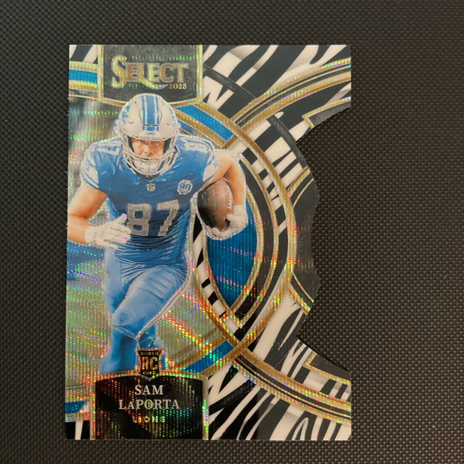 2023 Select - Premier Level Sam LaPorta #106 Zebra Prizm Die-Cut (RC)