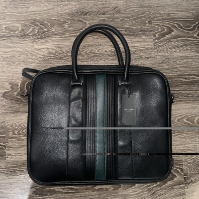 Ted Baker Black  Leather Messenger Document Bag /  Laptop Briefcase