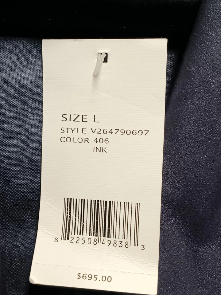 VINCE Women’s Goat Leather Mixed Media Moto Vest Ink Blue Size L NWT $695 - Image 3 of 4