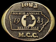 IK05150 VINTAGE 1983 **4th ANNUAL IOWA MCC RELIEF SALE*** BELT BUCKLE